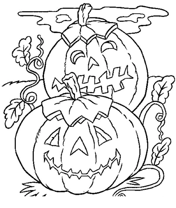 Coloring book of two pumpkins prepared for Halloween Coloring book of two pumpkins prepared for Halloween